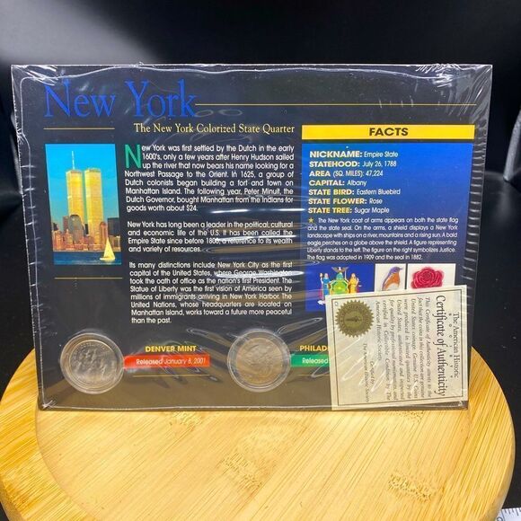 New York Colorized State Quarter INOP with cellophane wrap and COA - Picture 1 of 5